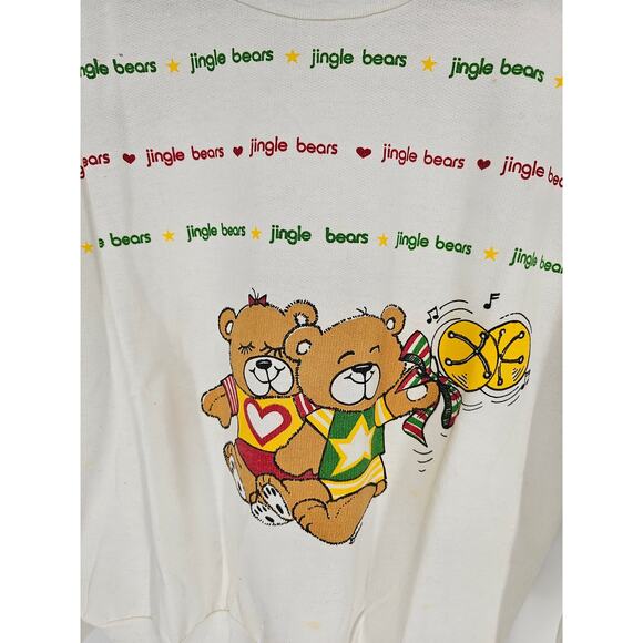 Vintage 1980s Womens Sz XL Crewneck Christmas Sweatshirt Jingle Bears - Picture 2 of 4
